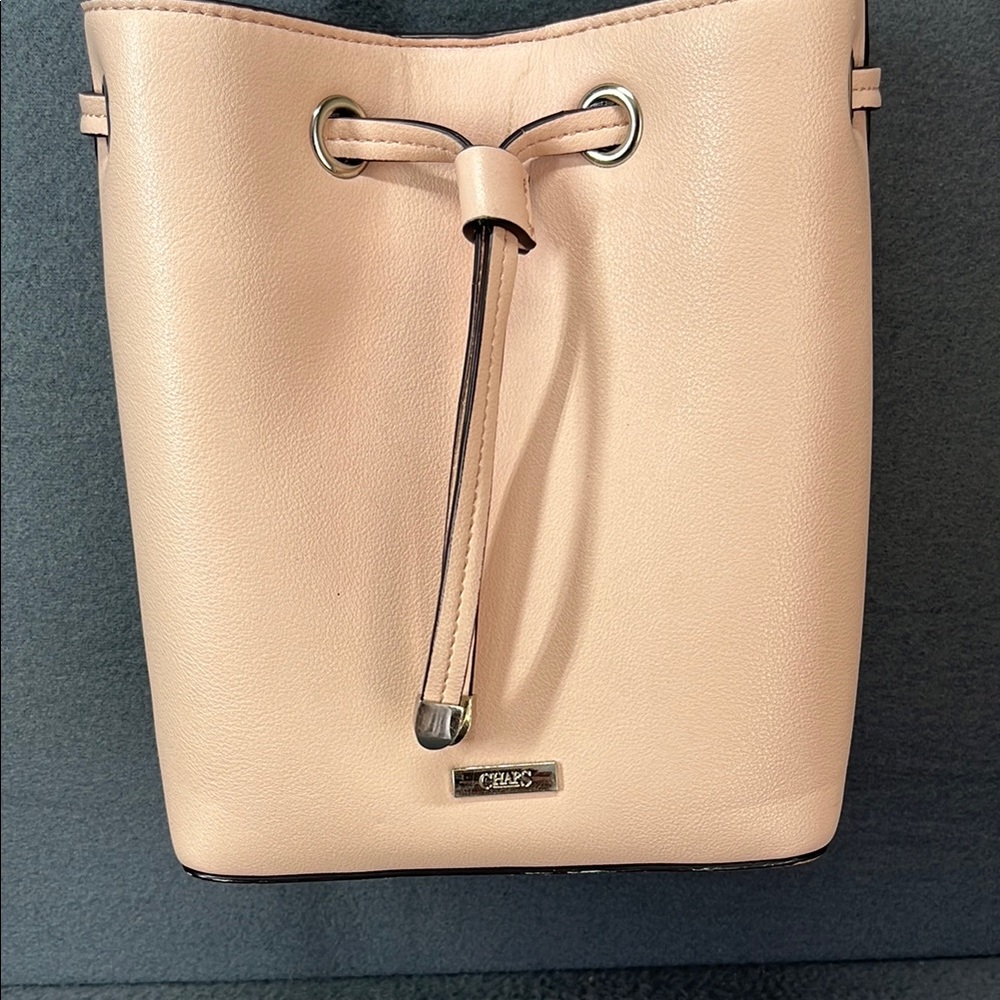 Chaps Pink Beige Crossbody Bucket Bag - Picture 2 of 16